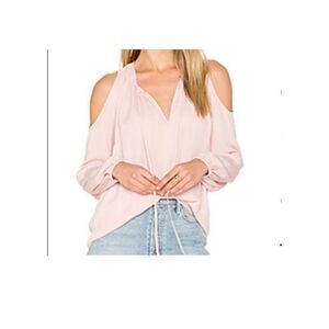 Amanda Uprichard Small Women's Blush Pink Cold Shoulder Peephole Blouse